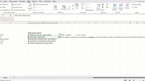 Excel Practice: How to get the information of stocks and company from Abbreviation?