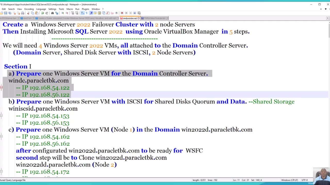 Create Windows Server 2022 Failover Cluster 2 node Servers and Installing Microsoft SQL Server 2022