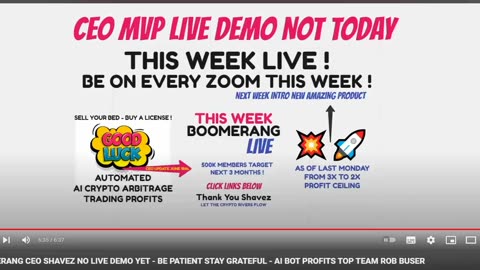 BOOMERANG BRASIL - Ainda não há Uma Demonstração ao Vivo Continue Grato - AI - TOP TEAM ROB BUSER