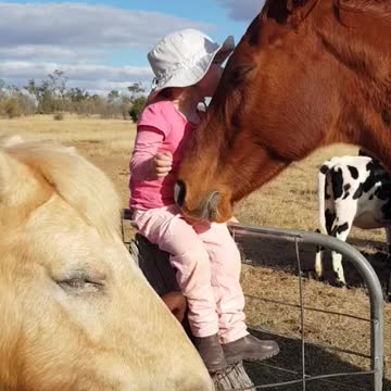 Little girl sings to her friends