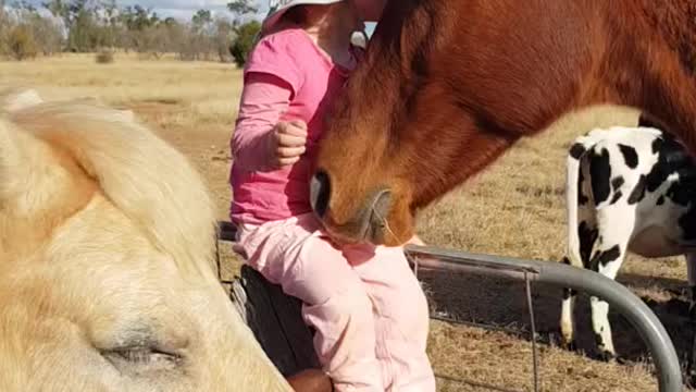 Little girl sings to her friends