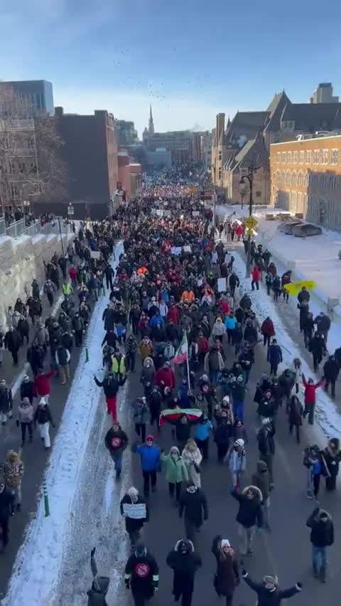 Thousands protest covid-tyranny in Montreal, Canada.