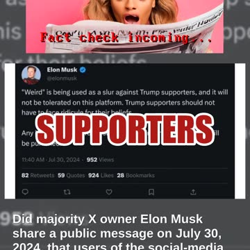 Fact Check: Elon Musk Did NOT Post X Users Would Be Punished For Calling Trump Supporters 'Weird'