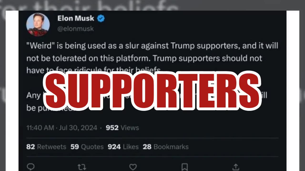Fact Check: Elon Musk Did NOT Post X Users Would Be Punished For Calling Trump Supporters 'Weird'