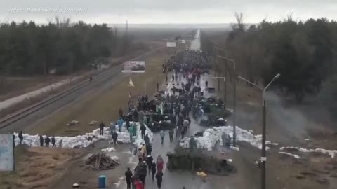 Citizen roadblock near Ukrainian nuclear plant