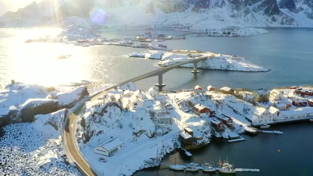 bridge connecting snowing villages