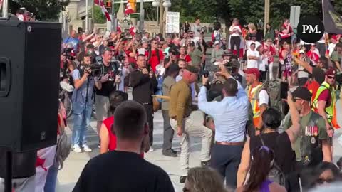 James Topp arrives at the National War Memorial in Ottawa