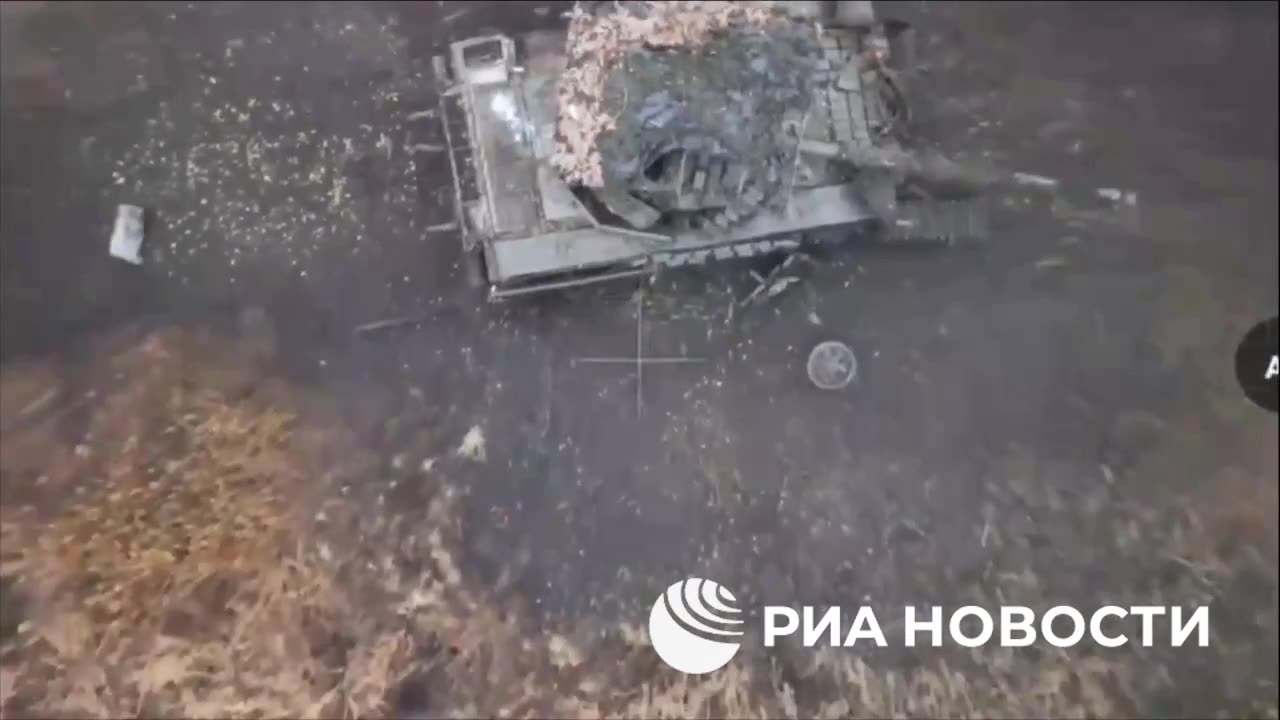 The operator of the drone by sniper drops burned a tank of the AFU.