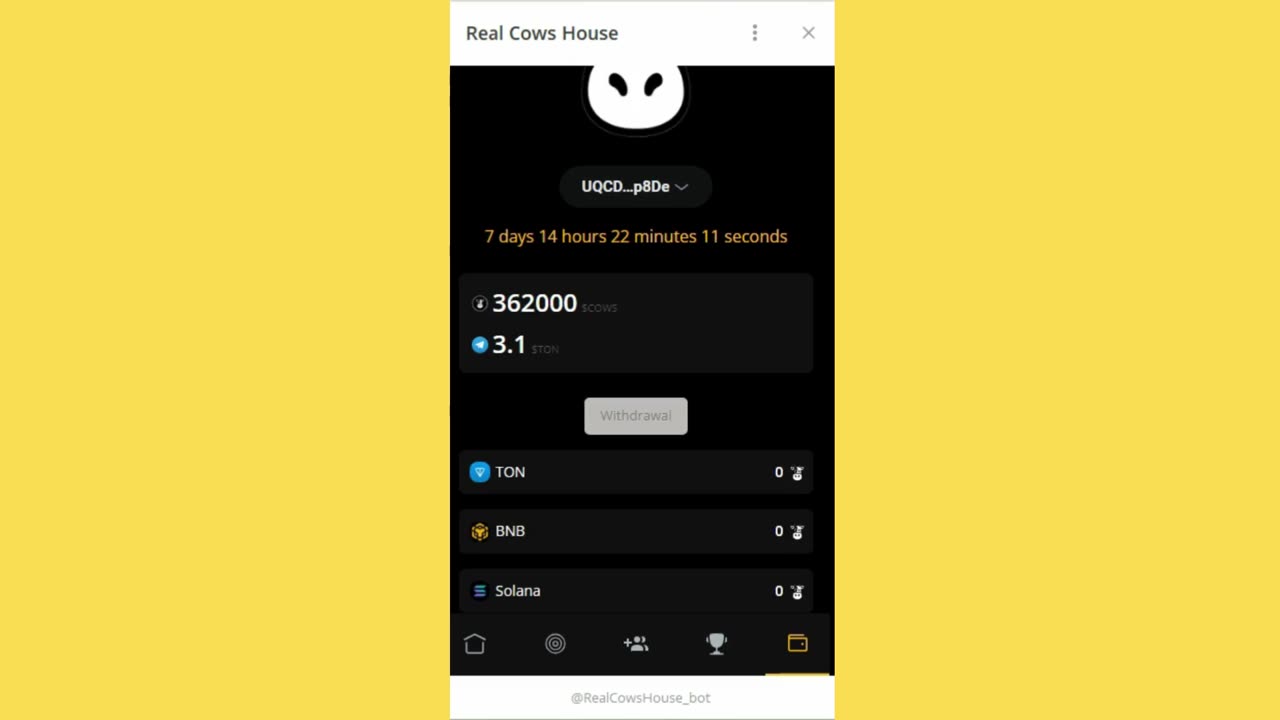 new mining mini app bot telegram real cows house