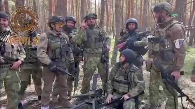 Chechens taking Ukrainian positions near Voievodivka, Luhansk Oblast