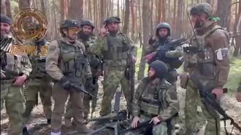 Chechens taking Ukrainian positions near Voievodivka, Luhansk Oblast