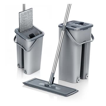 Flat Squeeze Mop with Spin Bucket Hand Free Wringing Floor Cleaning