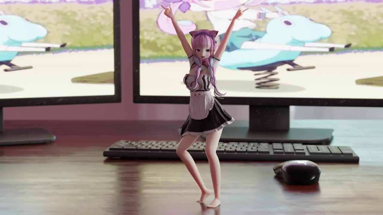 a beautiful anime character, dancing beautifully.