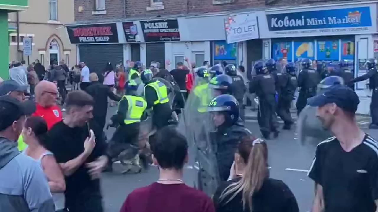 Awful scenes in Hartlepool tonight. Police pushing back and trying to keep things