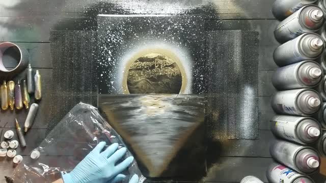 Golden Horizon - Spray Paint Art- ASMR - Short