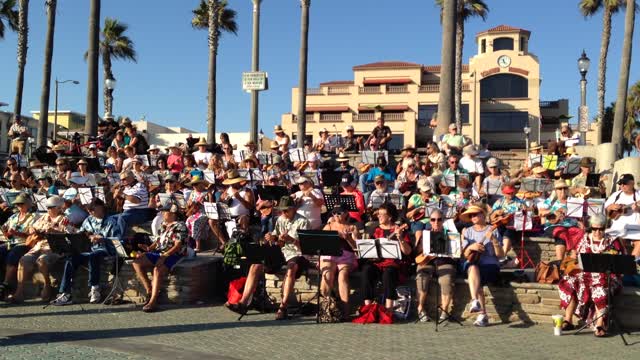 Local Seniors Gather Every Thursday Evening To Play Ukuleles At Huntington Beach Pier