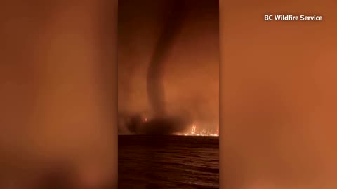 Rare fire whirl as wildfire rages in Canada