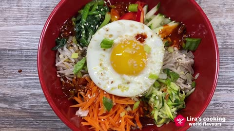 Korean Bibimbap – an easy healthy one bowl meal – low fat and quick vegetarian recipe