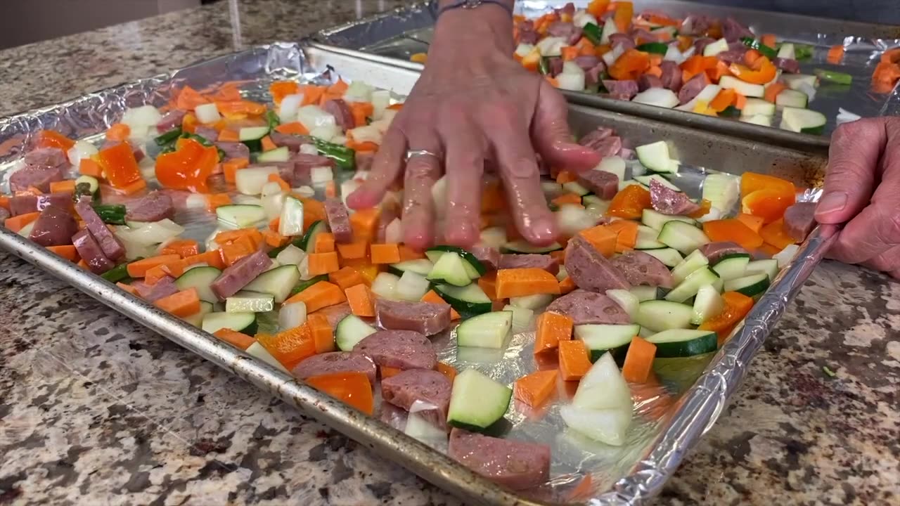 ONE PAN Sausage and Veggies - So EASY and DELICIOUS.
