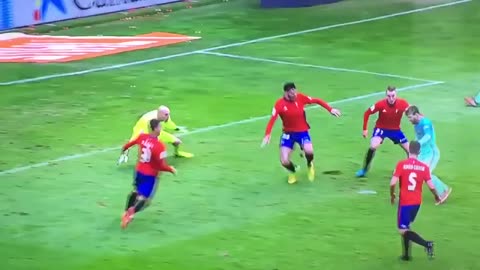 Messi dribbles all defenders and scores an amazing goal