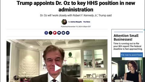 TRUMP HIRES DR OZ TO STAFF! THE SAME DR OZ WHO SAYS THE MARK OF THE BEAST IS THE NEXT BIG THING!