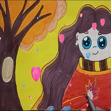 How to Draw a Cute Girl for Autumn | How to Draw Happy Fall Art | How to Draw An Autumn | Autumn Art