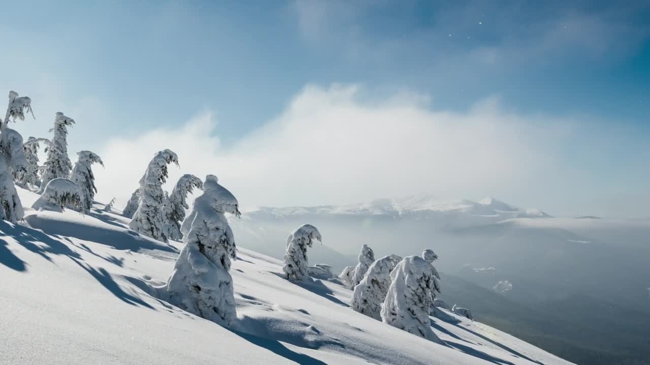 Very snowy mountain on a clear sunny day