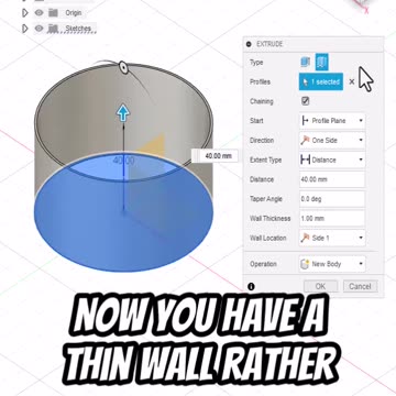 Fusion 360: Extrude Thin Wall