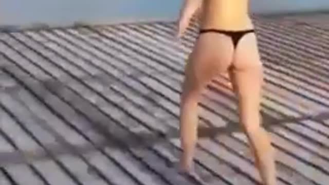 Sexy blond in thong fails.