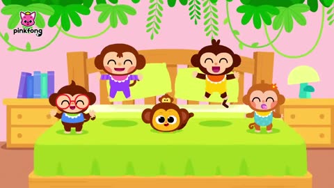 Five little monkeys jumping on the bed, Pingfong