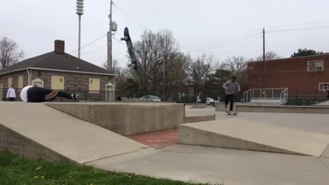 Concrete ramp board flying fail