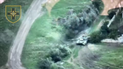 The moment of destruction of the invaders' tank