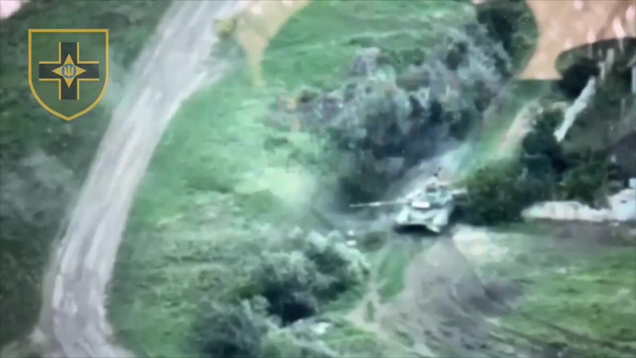 The moment of destruction of the invaders' tank
