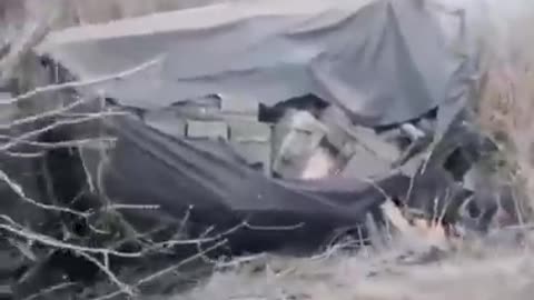 a Russian truck with ammunition fell from a bridge