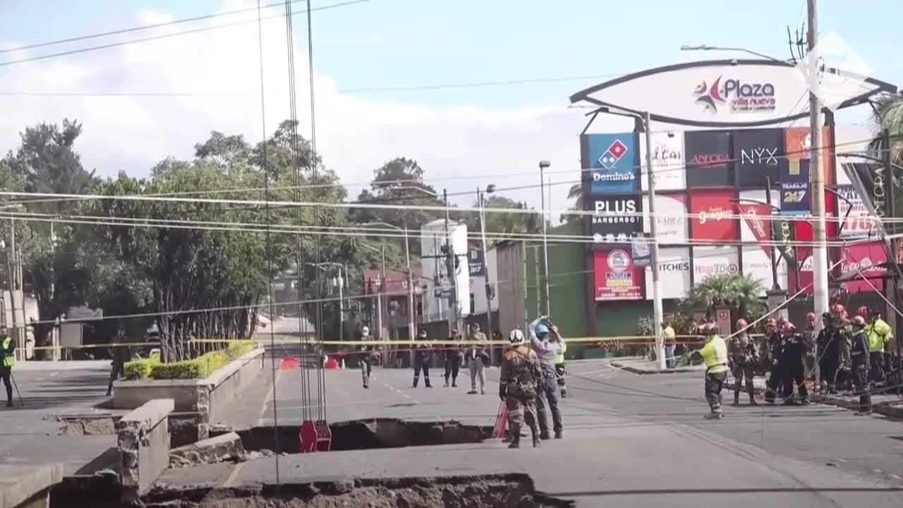 Sinkhole swallows car with passengers inside in Guatemala