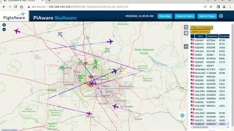 September 11th 2022 time lapse piaware skyaware
