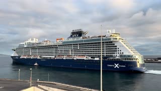 Celebrity Apex Departure with Horn 4K in Ponta Delgada, Sao Miguel Azores 🇵🇹 - 27.10.2024 #cruise