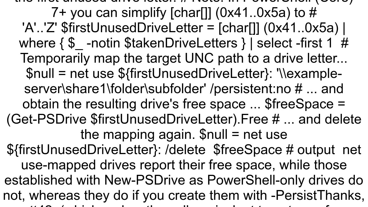 How to get the remaining amount of storage space in a shared folder