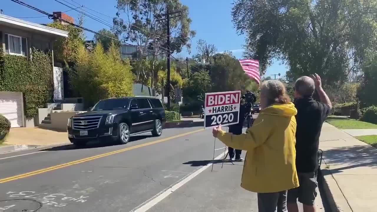 Three Supporters Welcome Back Kamala Harris To Her Home In California