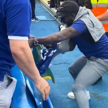 Chelsea supporters fighting for Nicolas Jackson's shirt