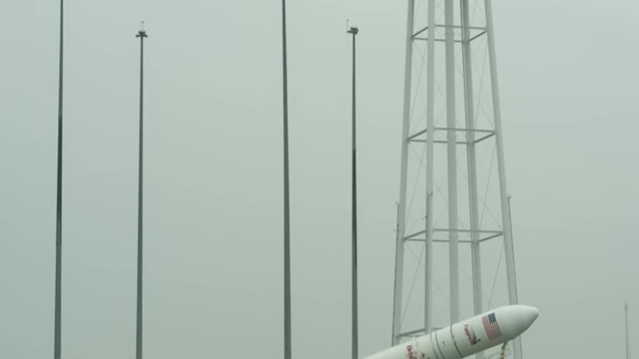 Antares Rocket Raised on Launch Pad