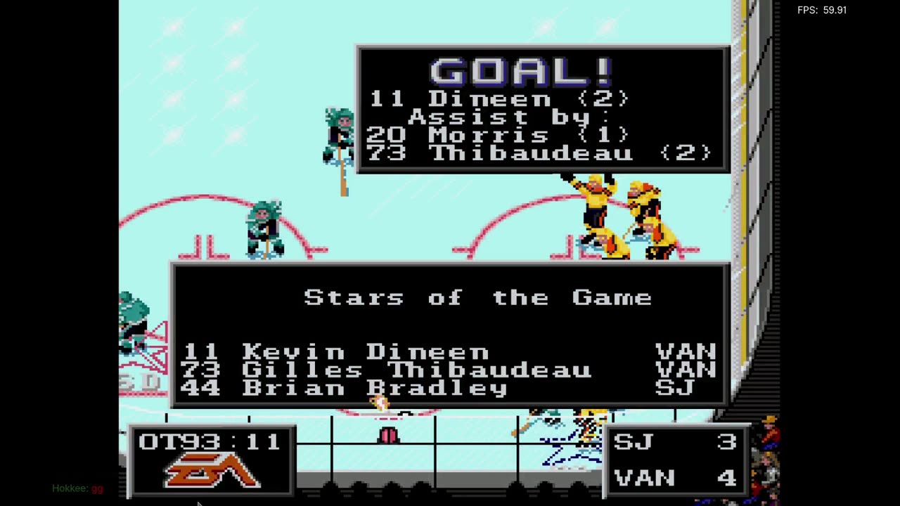 NHL '94 Franchise Mode 1990 Regular Season G25 - Len the Lengend (SJ) at Hockeyfan (VAN)