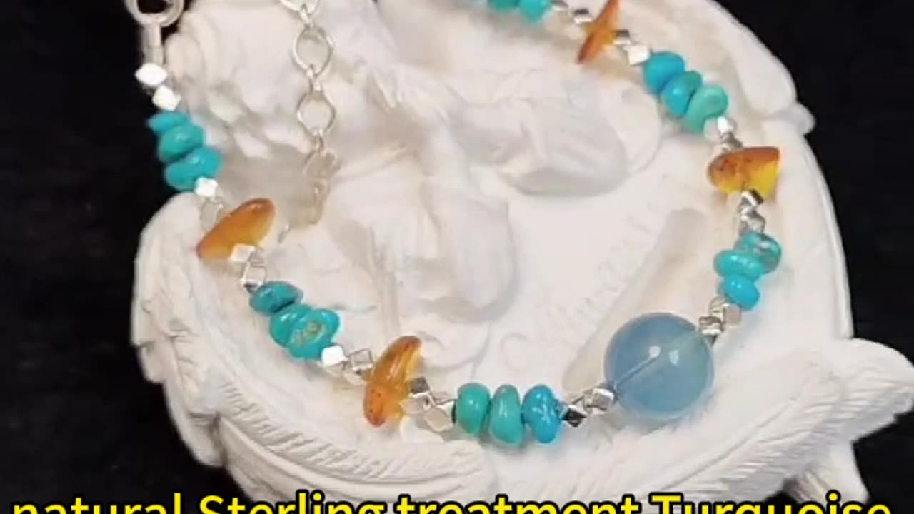 GN-20241023-03 natural Sterling treatment Turquoise Bracelet Amber Fashion Women's Jewelry