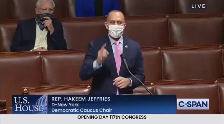 Hakeem Jeffries ate to much over new years. Has a bad case of verbal diarrhea. I.e full of s$%t
