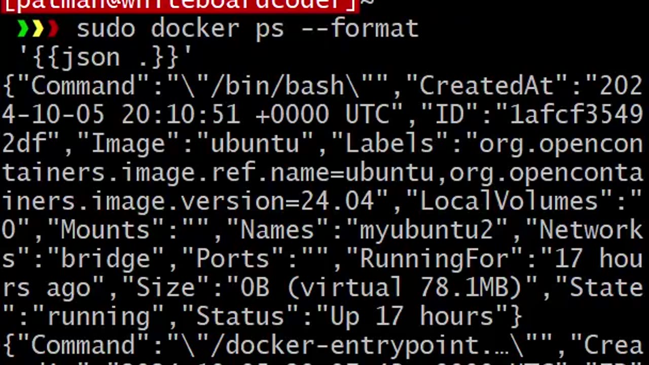 docker: ps output to json