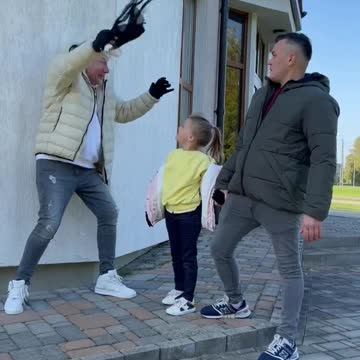 Monster and Granpa scared girl