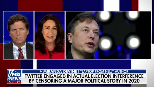 Miranda Devine and Tucker Carlson discuss Twitter’s suppression of the Hunter Biden laptop story.