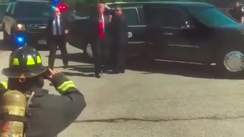 President Trump stopped to greet the great firefighters