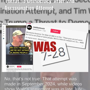 Video Does NOT Show Walz Calling Trump, Vance 'Threat To Democracy' After 2nd Assassination Attempt