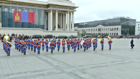 The ceremony of the official meeting of Putin with Mongolian President Tsakhiagiin Khurelsuh